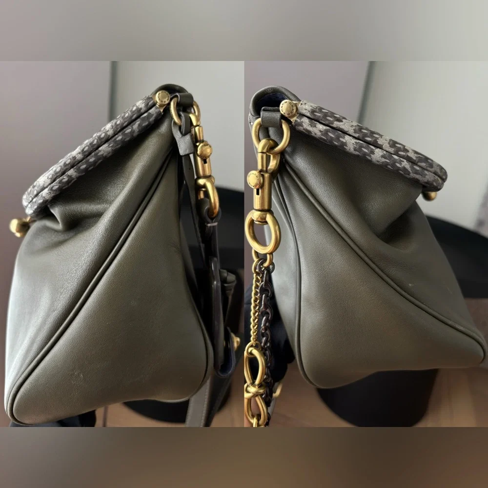 COACH Rider Bag 24 With Snakeskin Detail in Moss